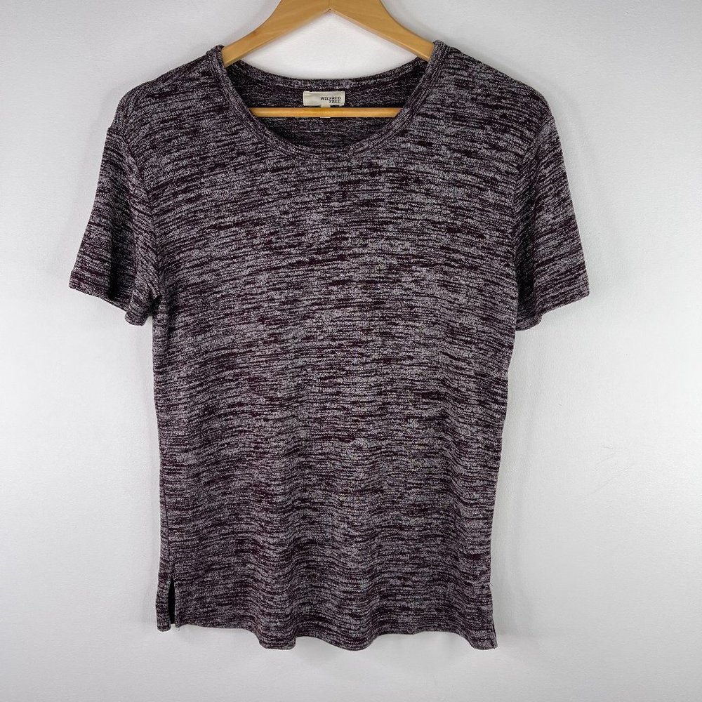 ARITZIA WILFRED FREE Women Maroon Marled Short Sleeve Top